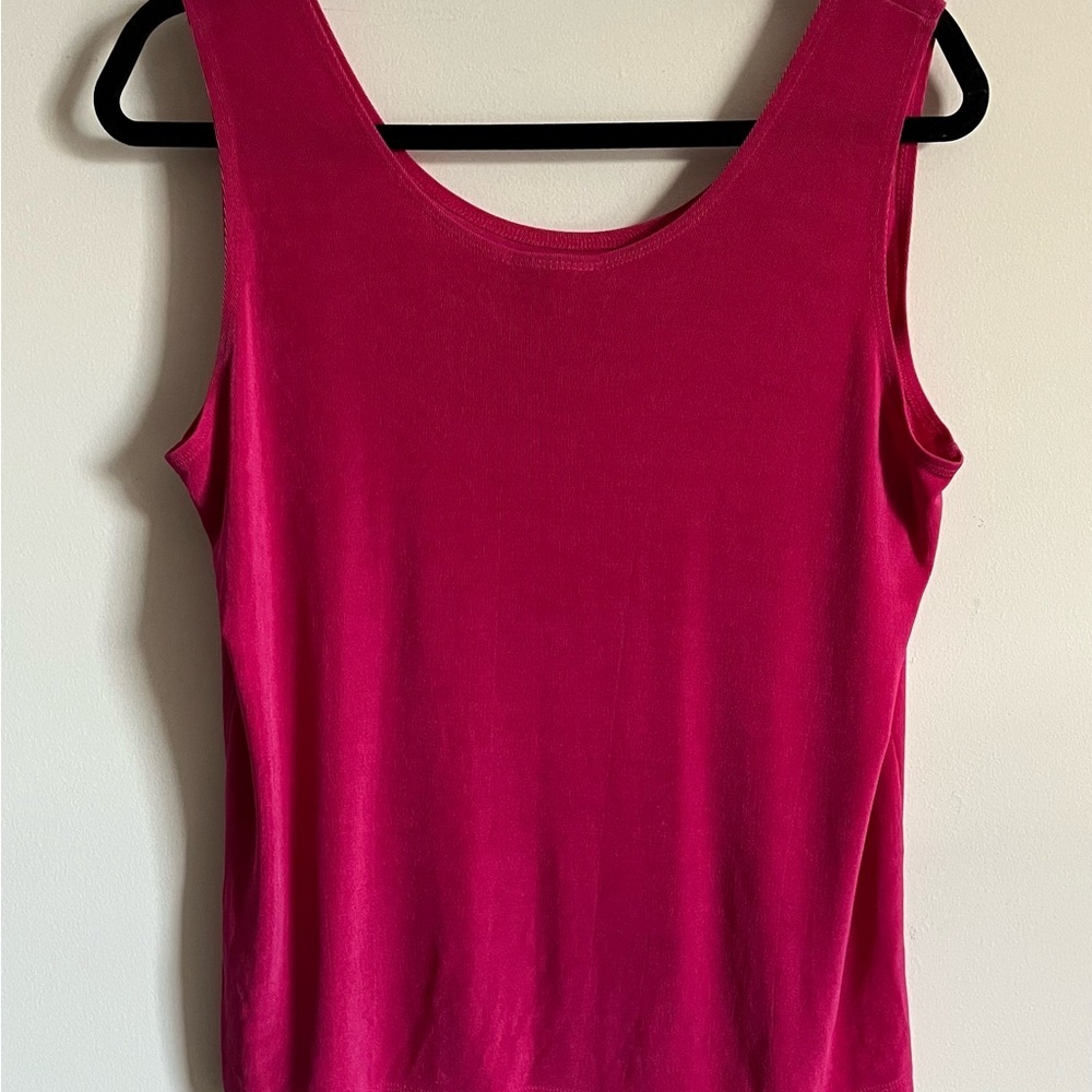 Chico's Travelers Hot Pink Knit Stretch Sleeveless Tank Scoop Neck Top Sz 3/XL - Picture 4 of 11